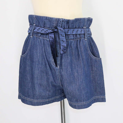 Fendi Dark Blue Light Denim FF Belt Short