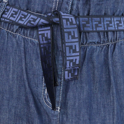 Fendi Dark Blue Light Denim FF Belt Short