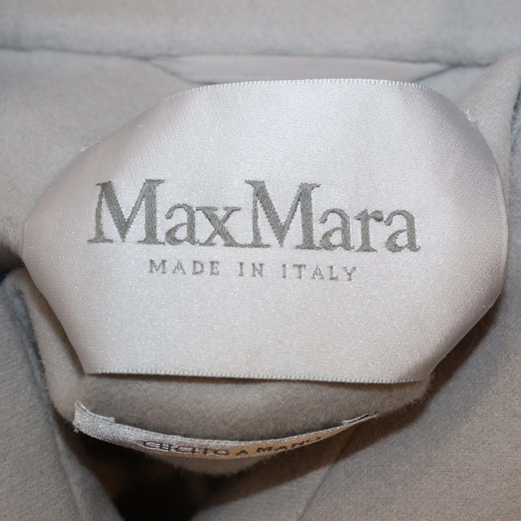 Max Mara Grey Blend Wool Double Breasted Belted Trench Coat