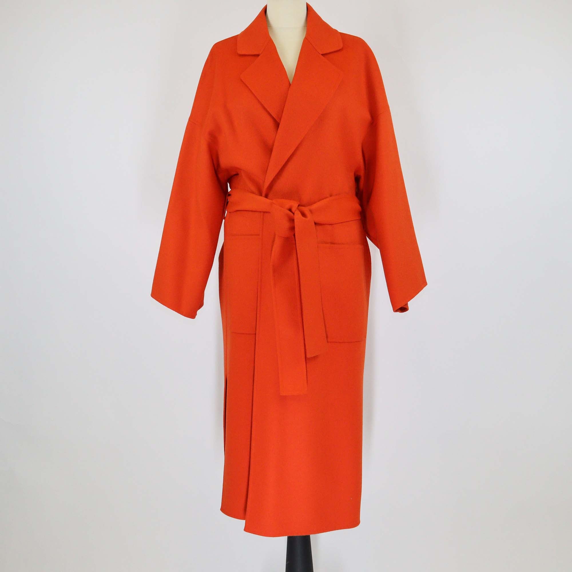 Loewe Orange Wool & Cashmere Blend Belted Trench Coat