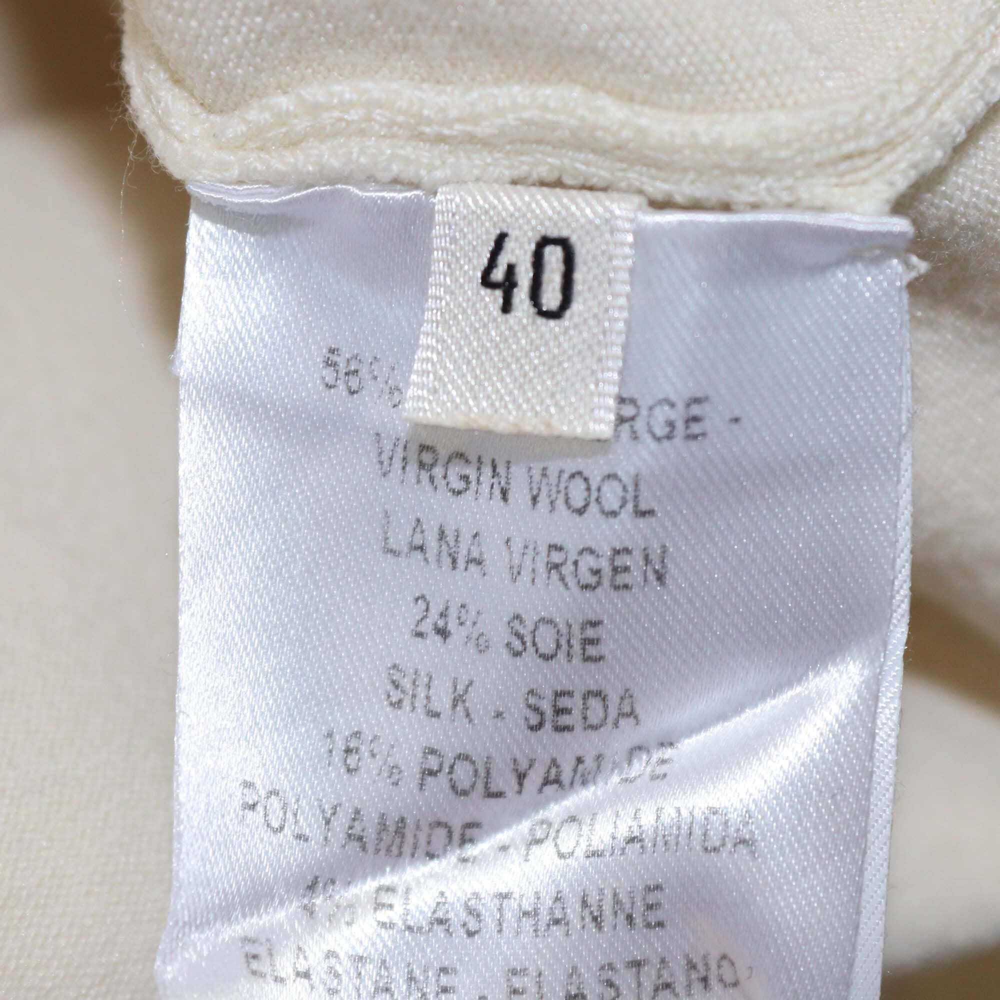 Hermes Cream Knitted Stretch Wool Blended Short Sleeve T-Shirt Womens Hermes 