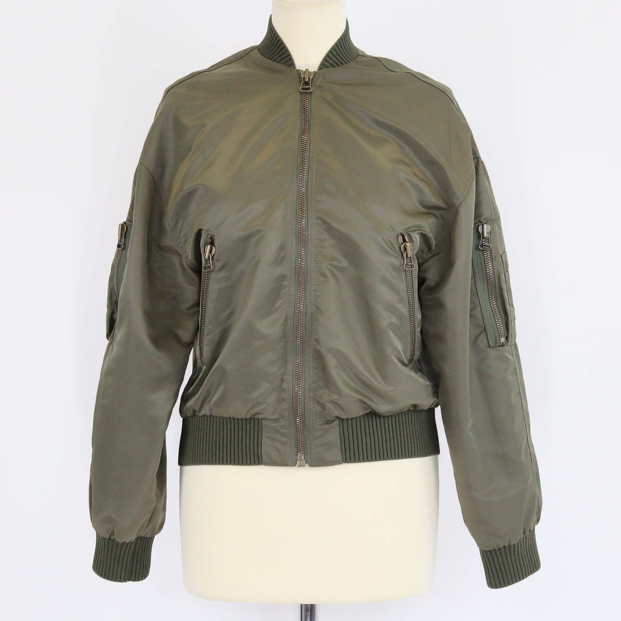 Kenzo Military Green Nylon Multi Pocket Bomber Jacket Womens Kenzo 