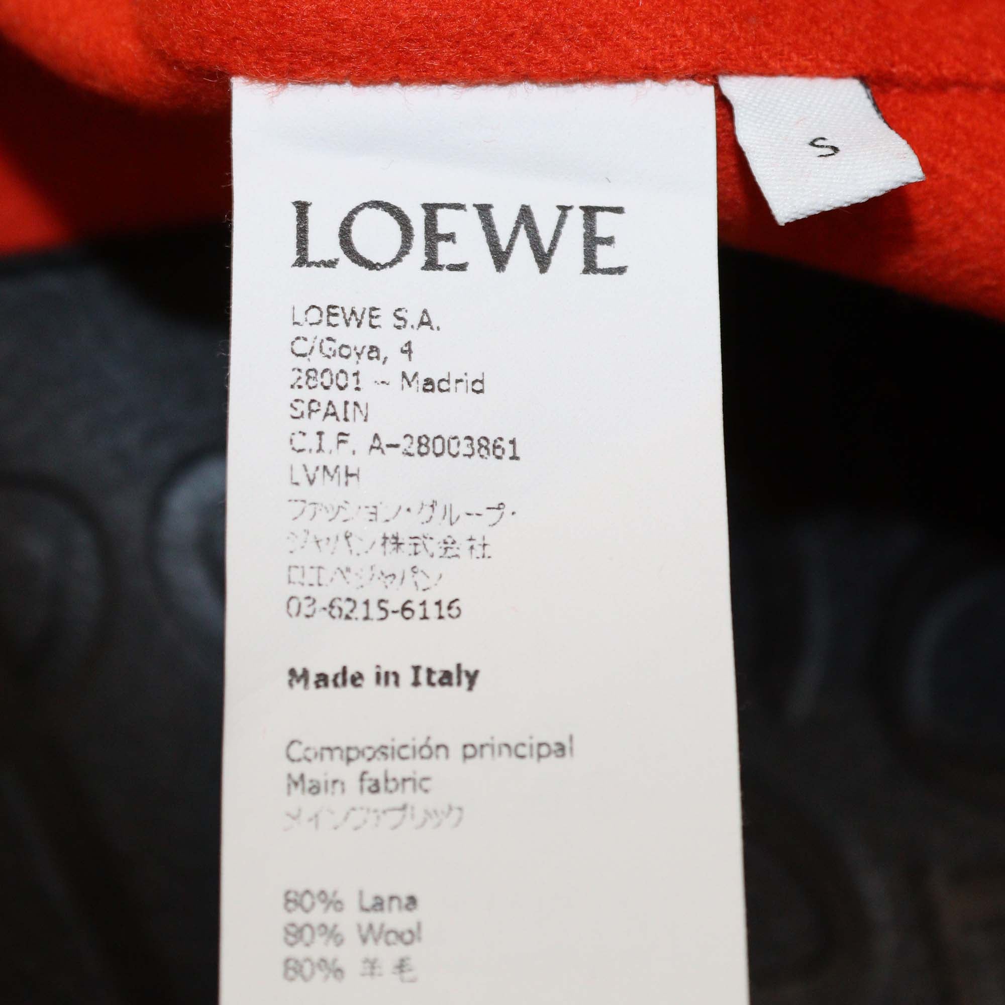 Loewe Orange Wool & Cashmere Blend Belted Trench Coat