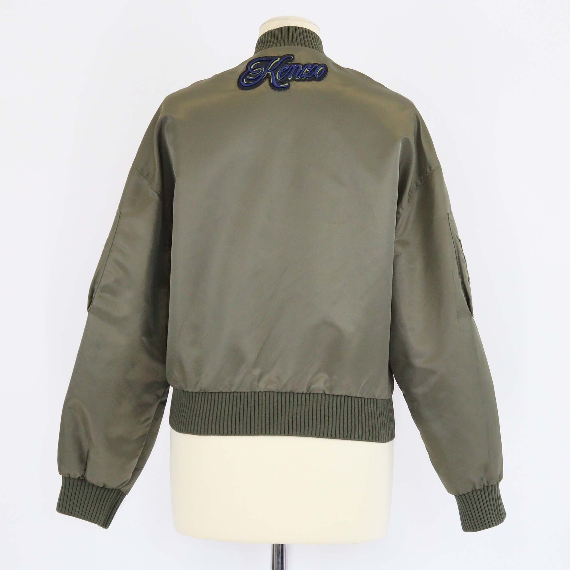 Kenzo Military Green Nylon Multi Pocket Bomber Jacket Womens Kenzo 