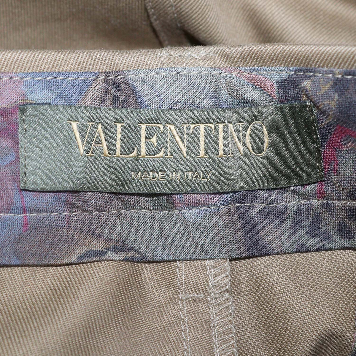 Valentino Khaki Cotton Butterfly Embroidered Mini Short