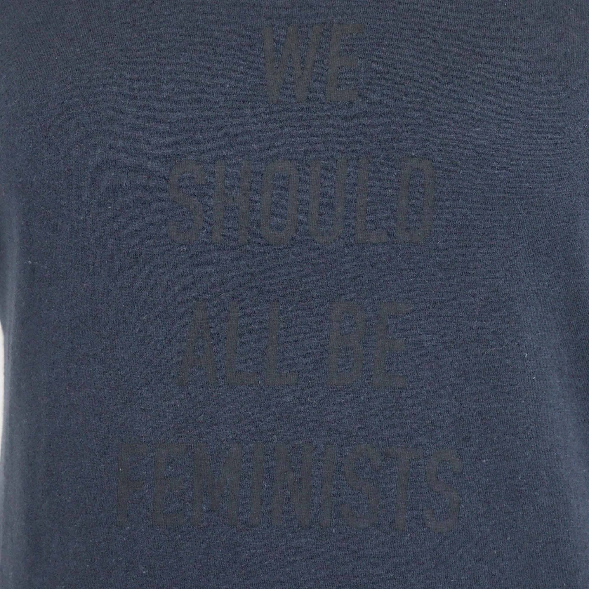 Christian Dior Navy Blue Cotton Feminist Print T-Shirt Womens Christian Dior 