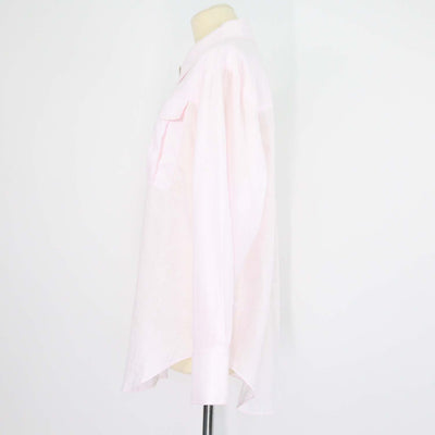 Aje Light Pink Linen Embroidered Neoma Pocket Long Sleeve Shirt