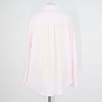 Aje Light Pink Linen Embroidered Neoma Pocket Long Sleeve Shirt