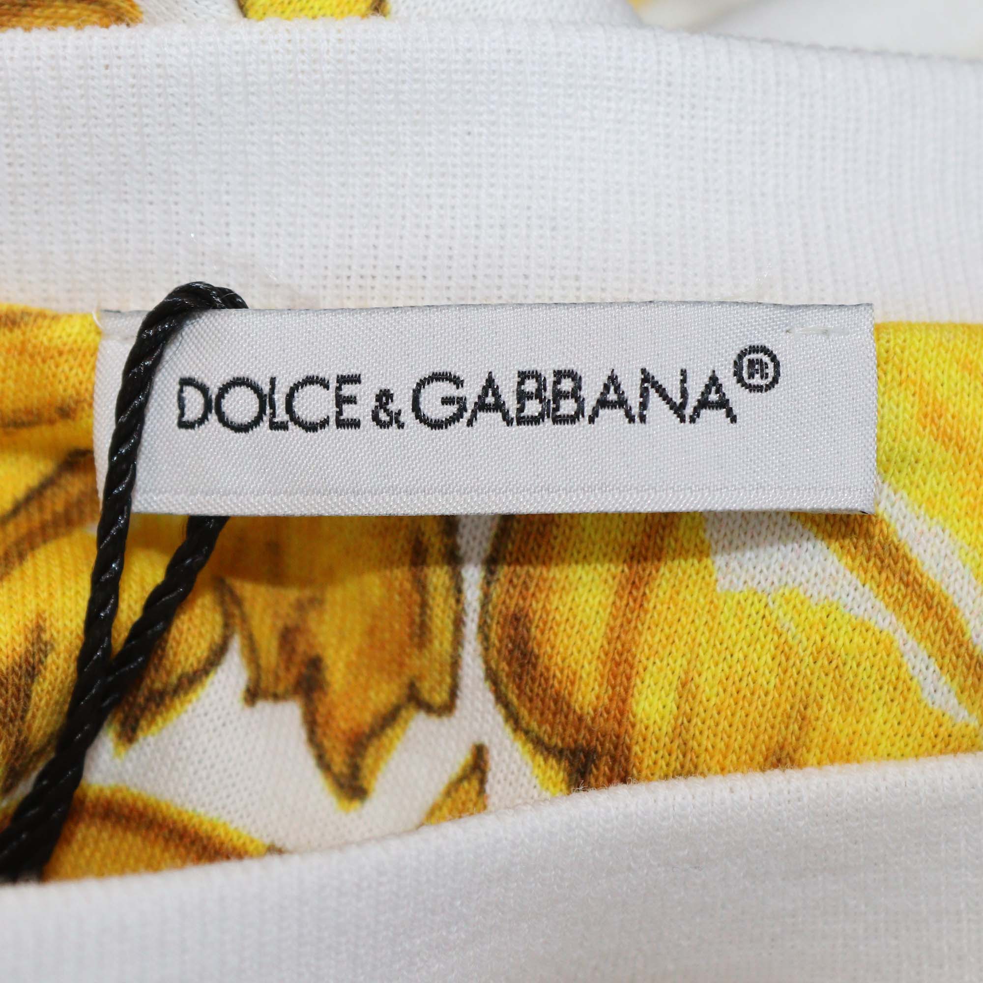 Dolce & Gabbana Kids White/Yellow Cotton Majolica Print T-Shirt and Leggings Set