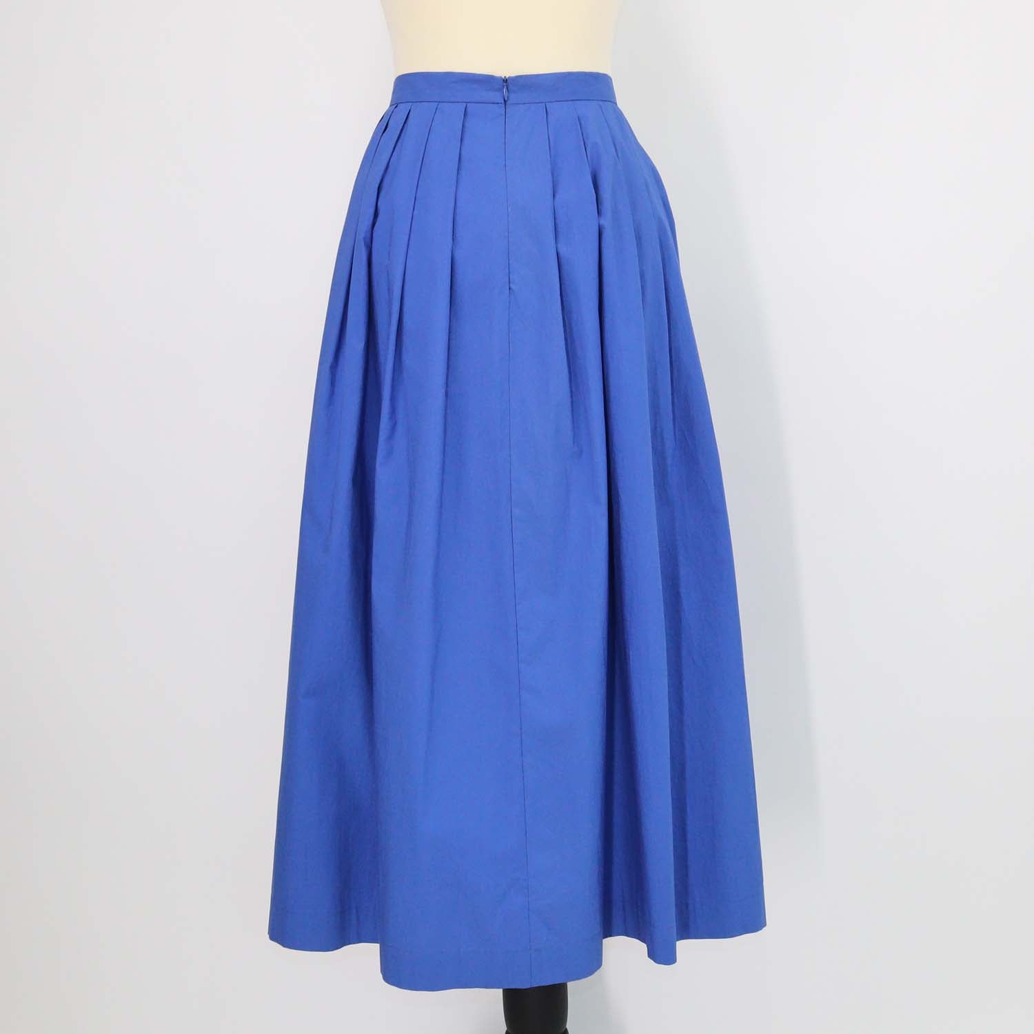 Boutique Moschino Blue Cotton Pleated Maxi Skirt