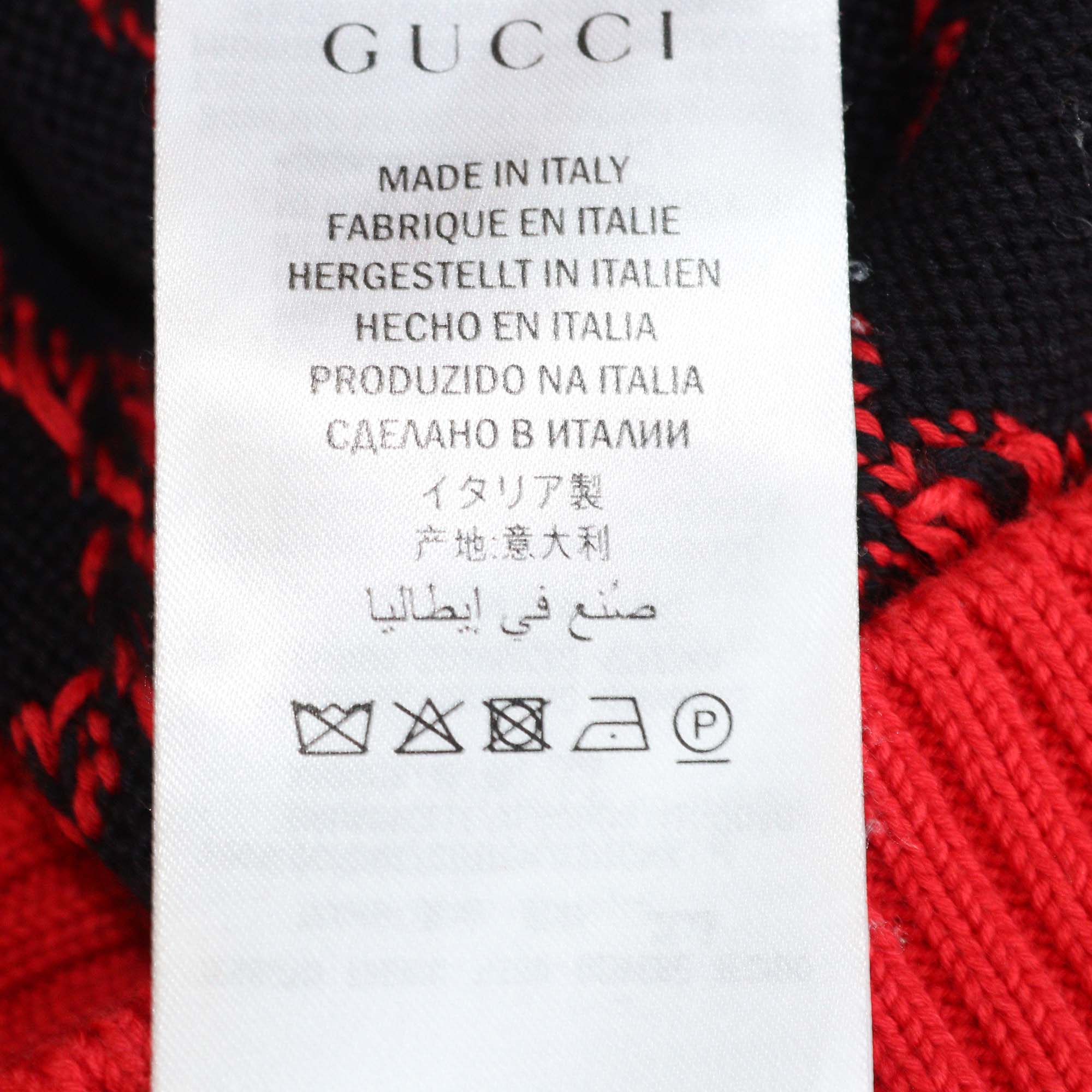 Gucci Multicolor Cotton and Lurex GG & Striped Knitted Button Shoulder Sweater