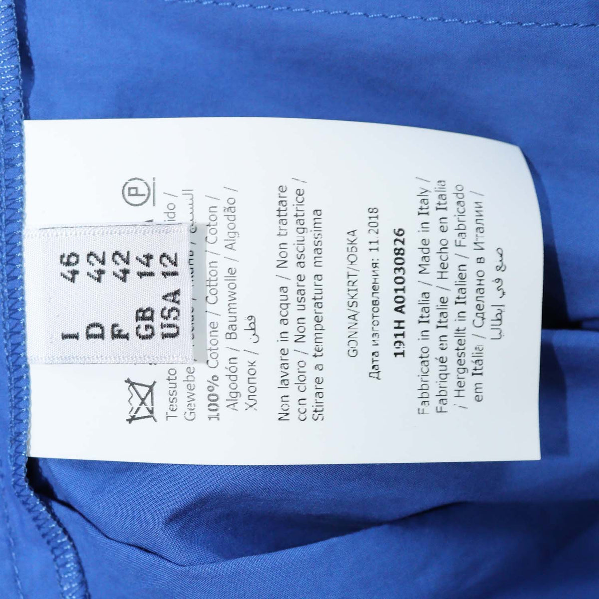 Boutique Moschino Blue Cotton Pleated Maxi Skirt
