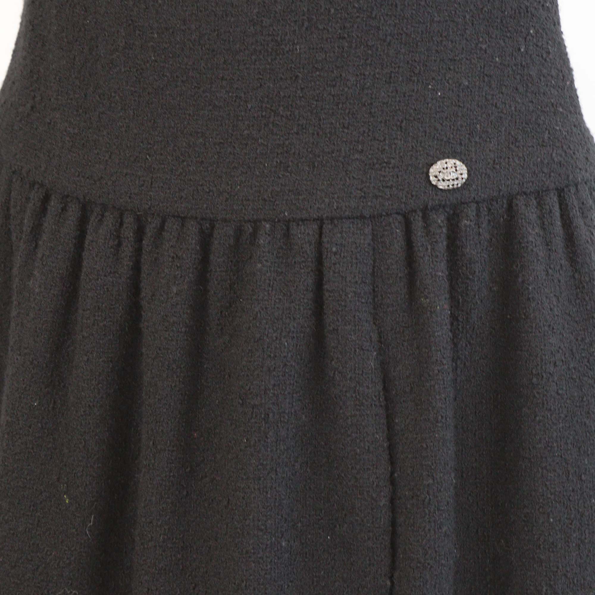 Chanel Black Tweed CC Sleeveless Midi Dress