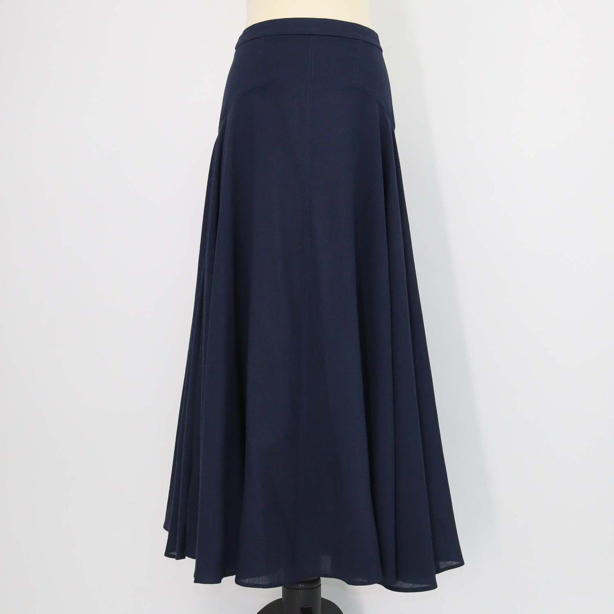 Loro Piana Deep Blue Wool Flavia Midi Skirt