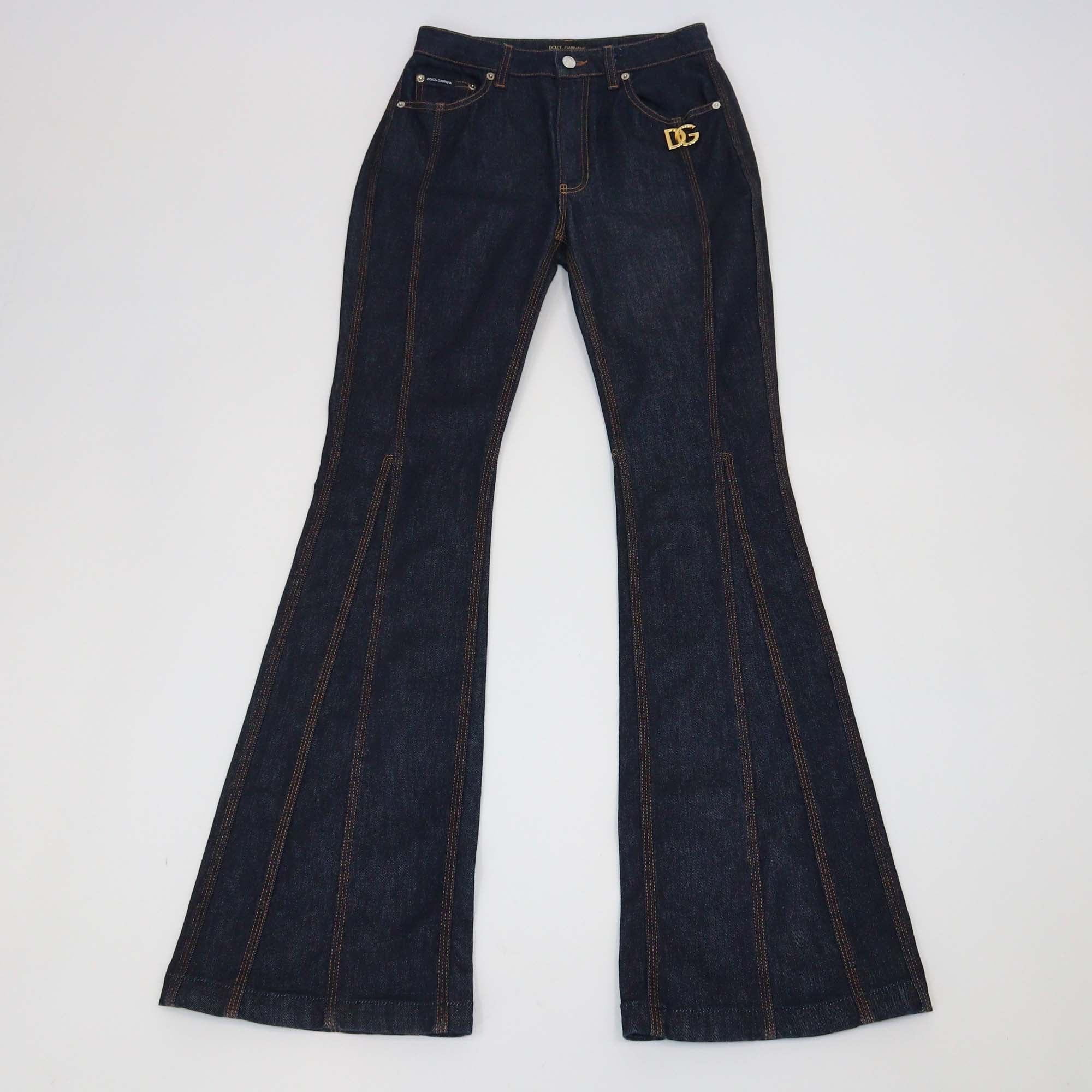 Dolce & Gabbana Dark Blue Denim Flared Pants