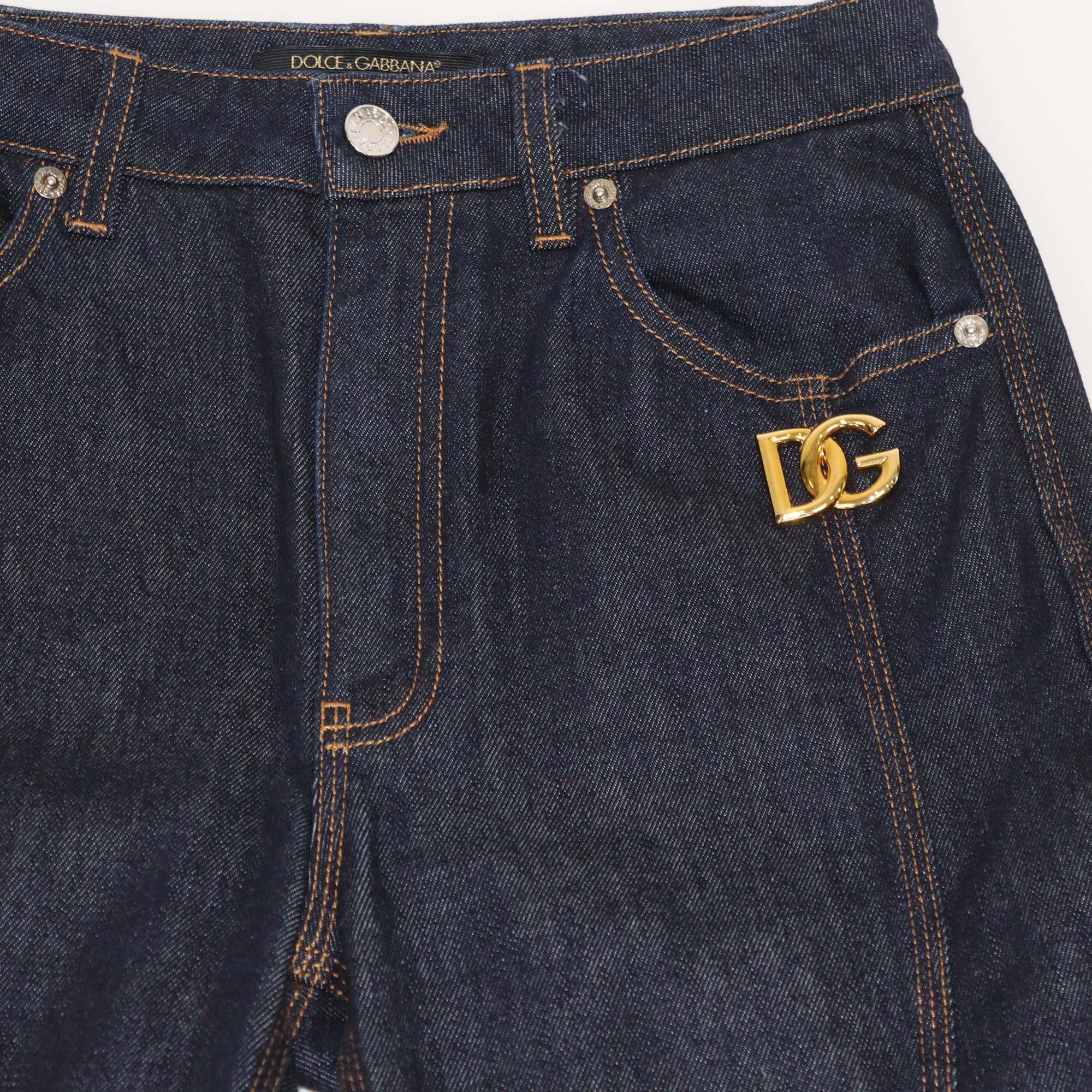 Dolce & Gabbana Dark Blue Denim Flared Pants