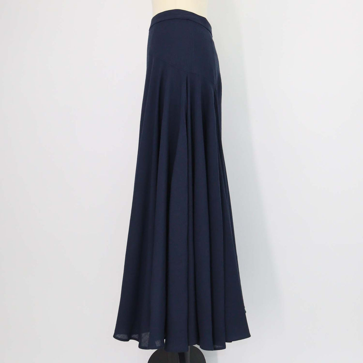 Loro Piana Deep Blue Wool Flavia Midi Skirt