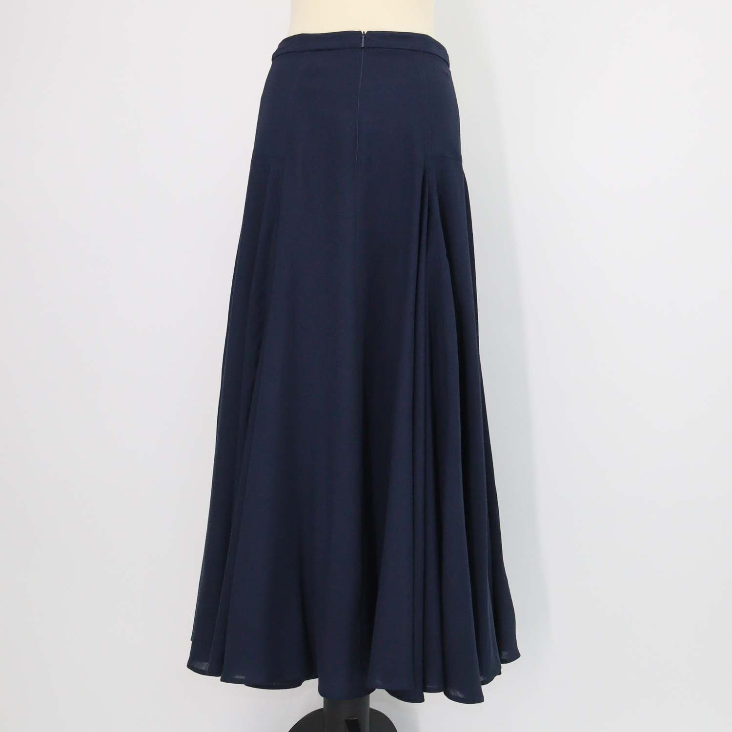 Loro Piana Deep Blue Wool Flavia Midi Skirt