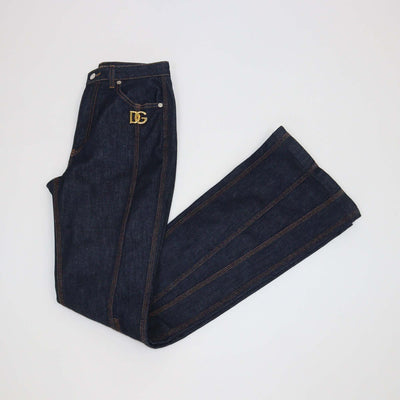 Dolce & Gabbana Dark Blue Denim Flared Pants