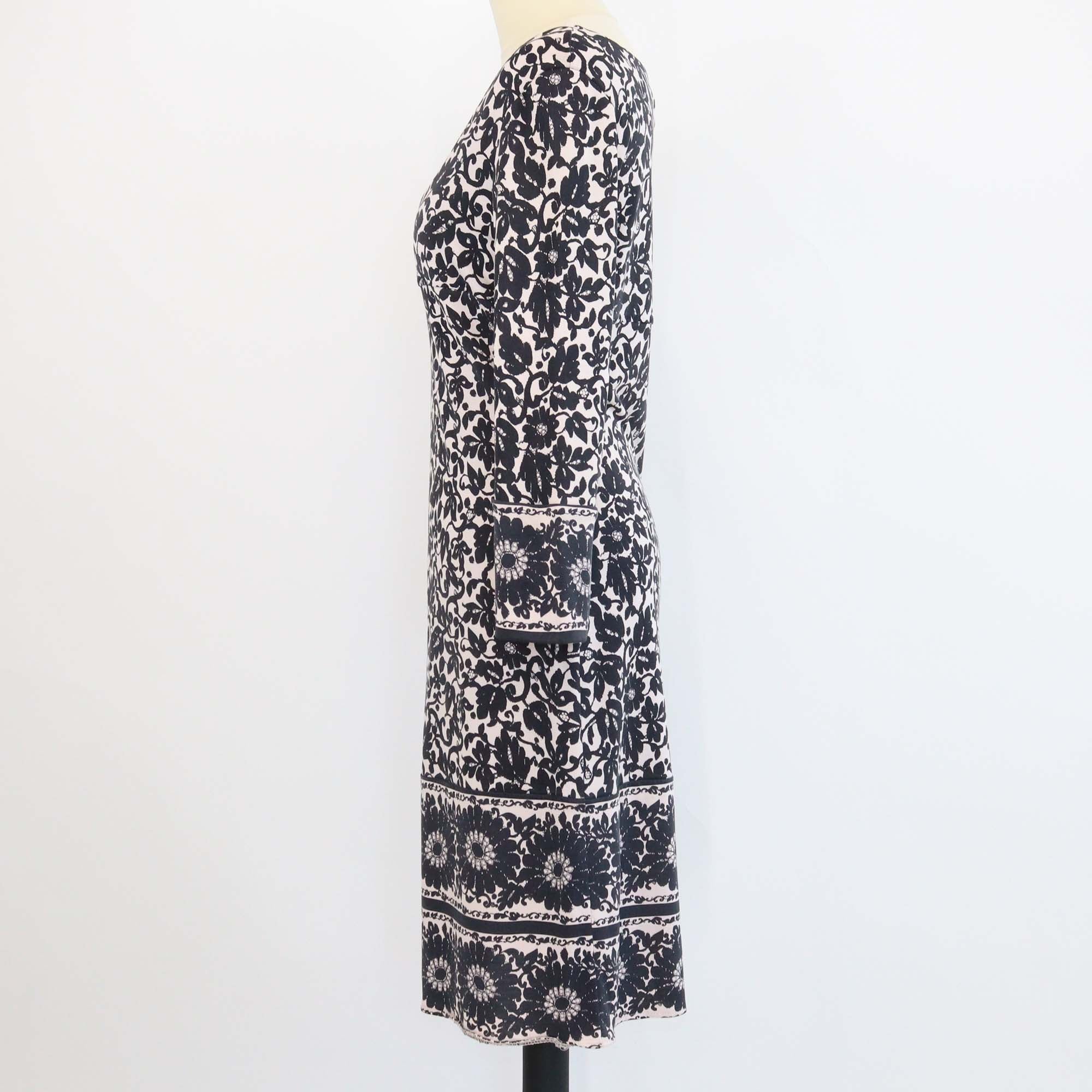 Diane Von Furstenberg Black/Beige Silk Floral Midi Dress