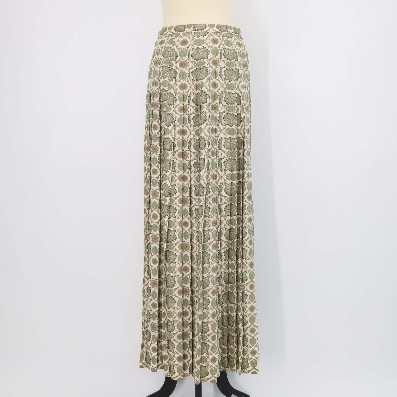 Loro Piana Green Silk Flower Echoes Print Clea Skirt