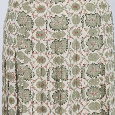 Loro Piana Green Silk Flower Echoes Print Clea Skirt