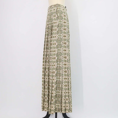 Loro Piana Green Silk Flower Echoes Print Clea Skirt