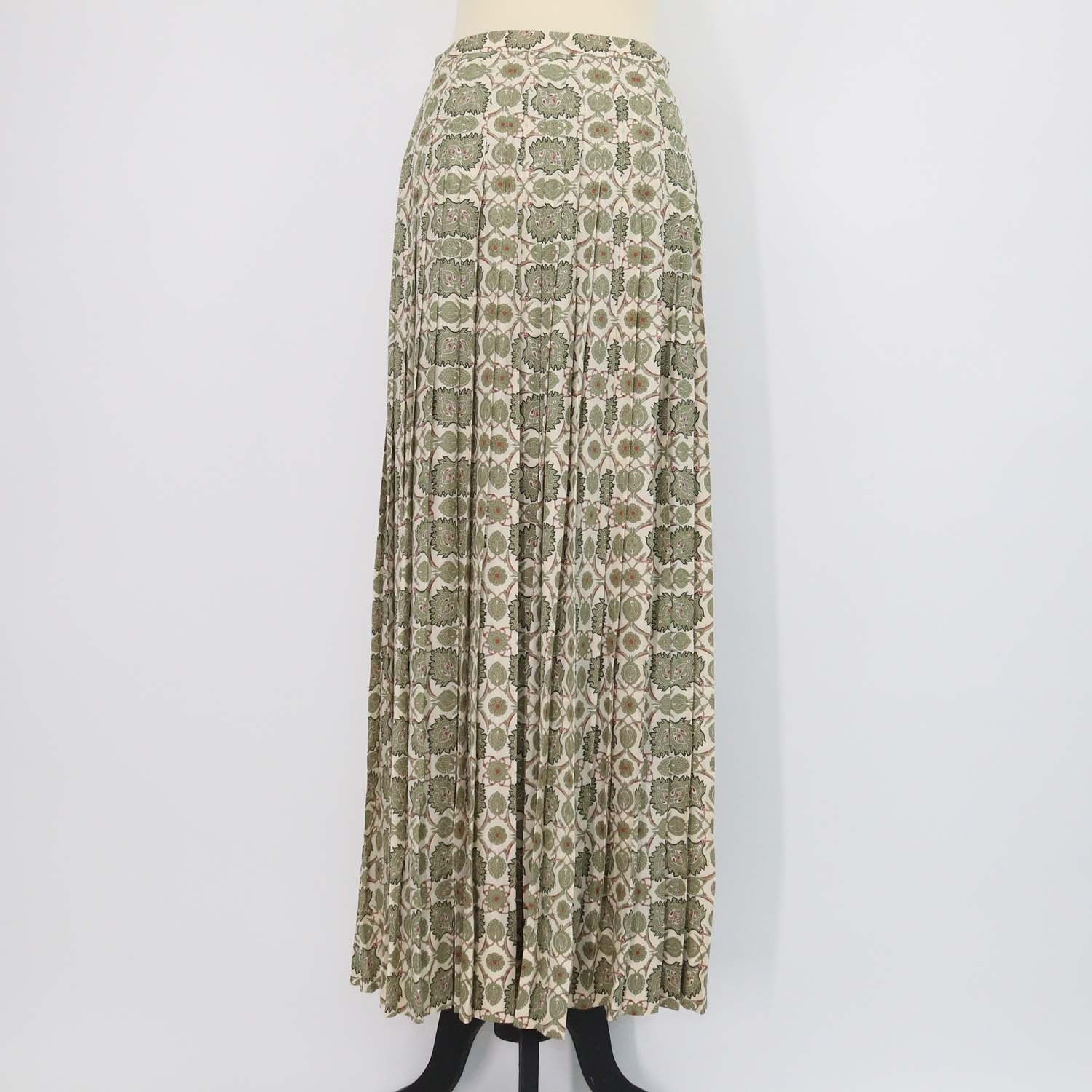 Loro Piana Green Silk Flower Echoes Print Clea Skirt