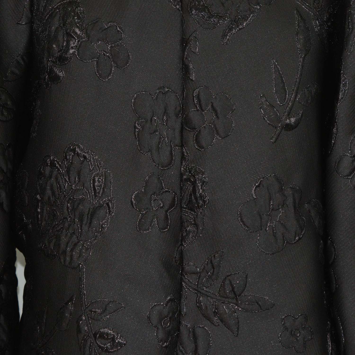 Arianne Black Floral Embroidered Puff Sleeve Good Luck Dress