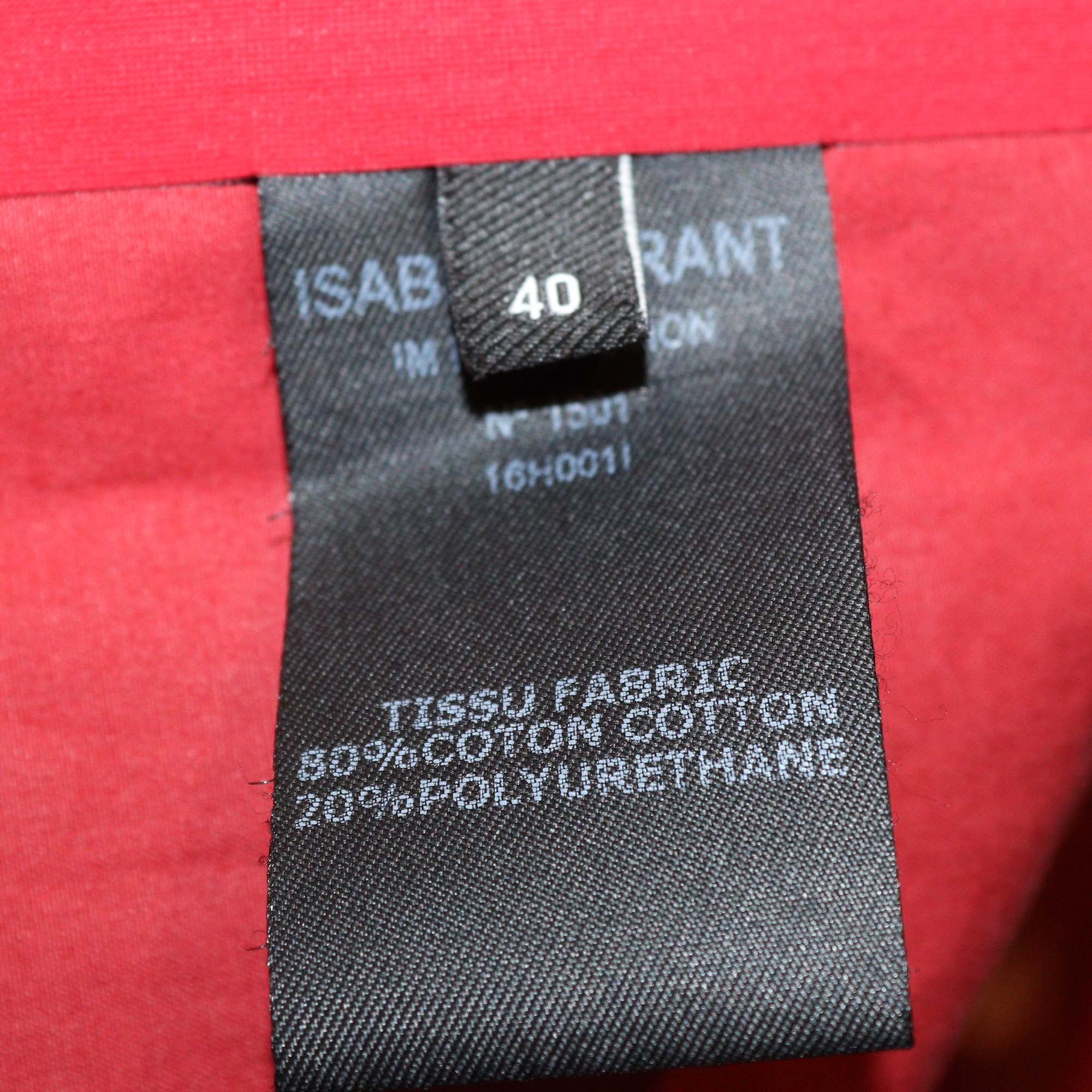 Isabel Marant Red Cotton Snap Button Front Abby Romy Trench Coat