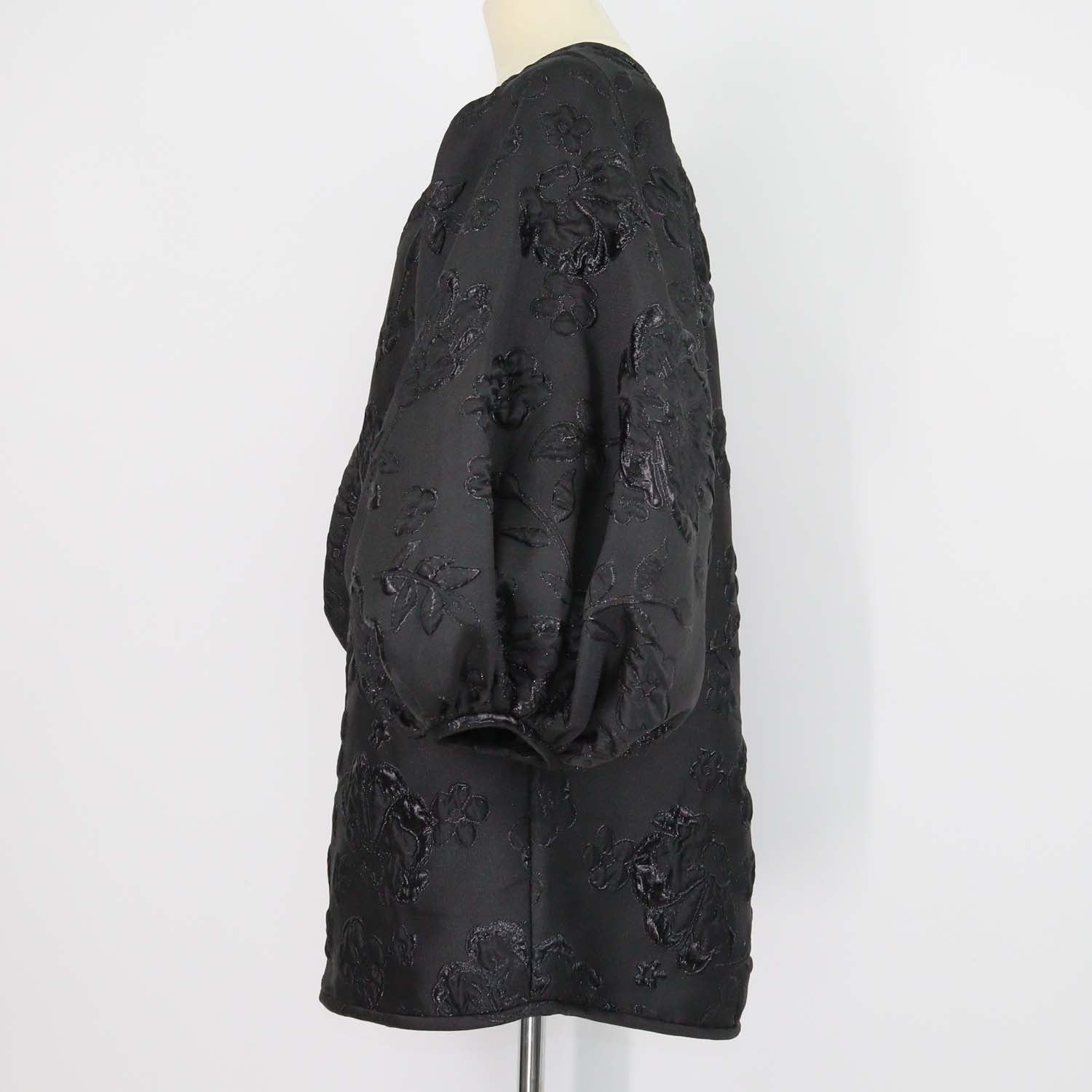 Arianne Black Floral Embroidered Puff Sleeve Good Luck Dress