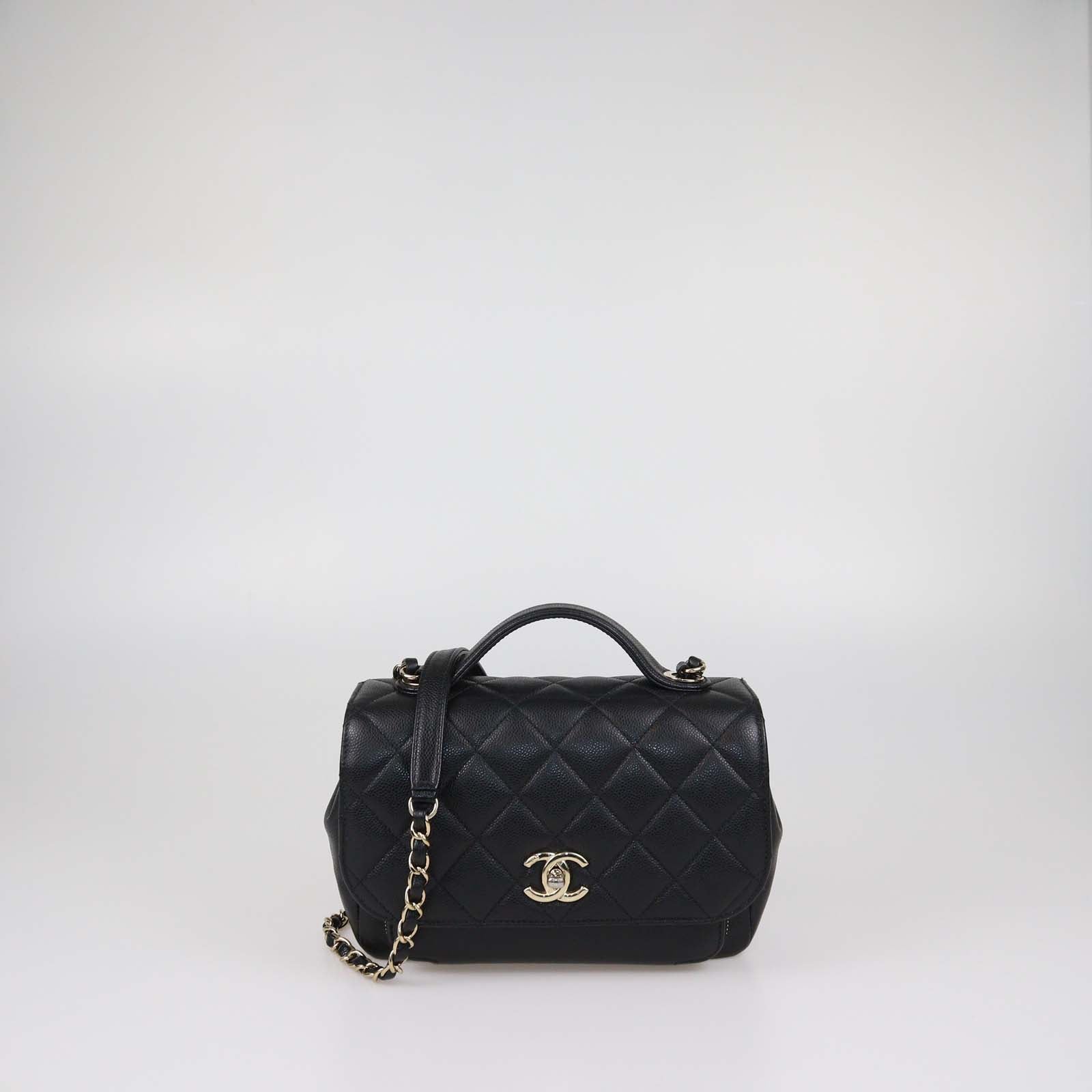 Chanel Black Quilted Caviar Leather Medium Business Affinity Flap Top Handle Bag