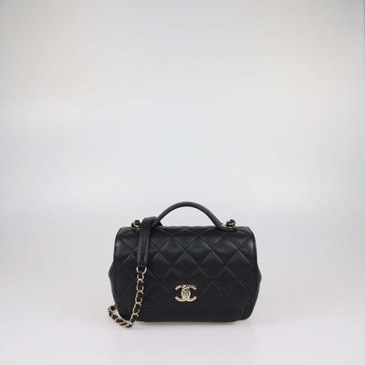 Chanel Black Quilted Caviar Leather Medium Business Affinity Flap Top Handle Bag