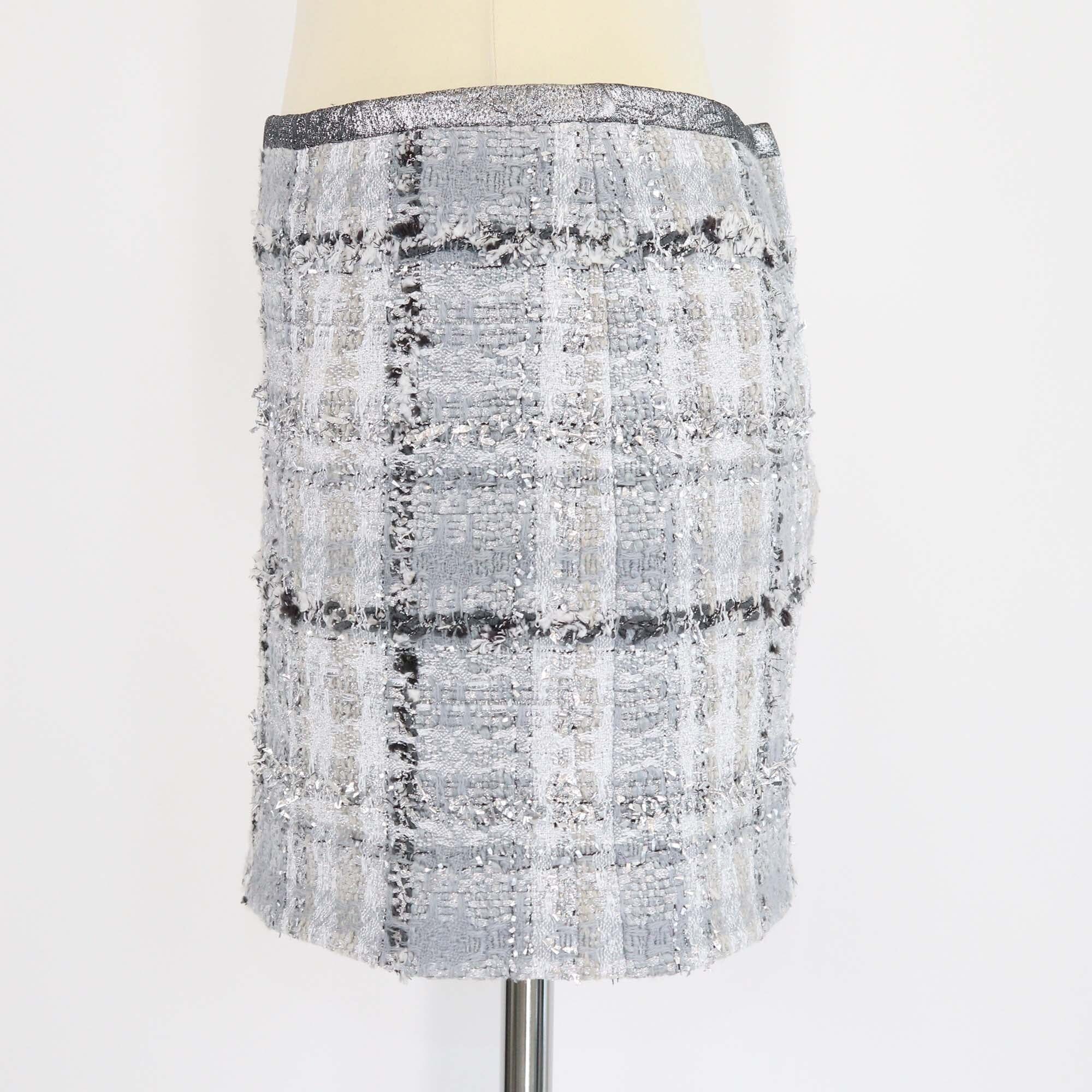 Dolce & Gabbana Metallic Grey Tweed Mini Skirt Womens Dolce & Gabbana 