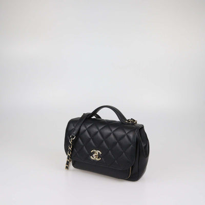 Chanel Black Quilted Caviar Leather Medium Business Affinity Flap Top Handle Bag