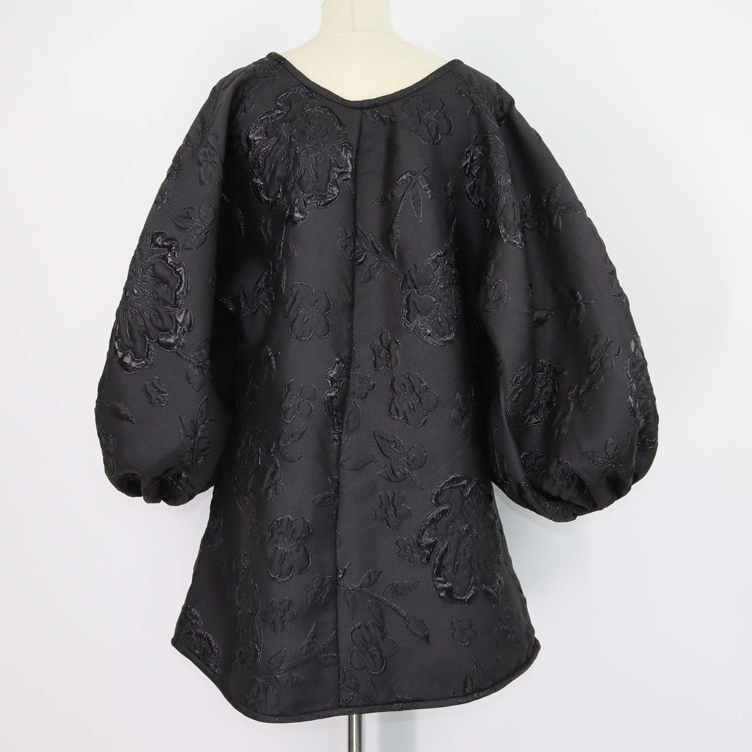 Arianne Black Floral Embroidered Puff Sleeve Good Luck Dress