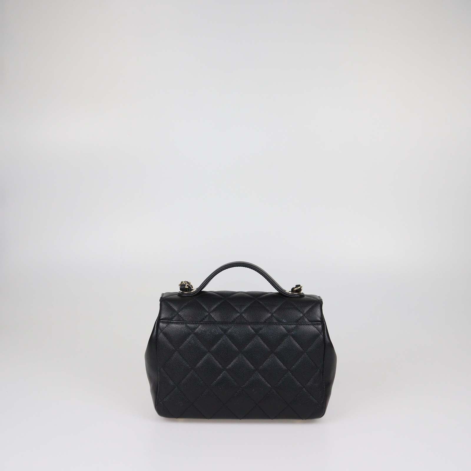 Chanel Black Quilted Caviar Leather Medium Business Affinity Flap Top Handle Bag