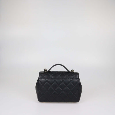 Chanel Black Quilted Caviar Leather Medium Business Affinity Flap Top Handle Bag