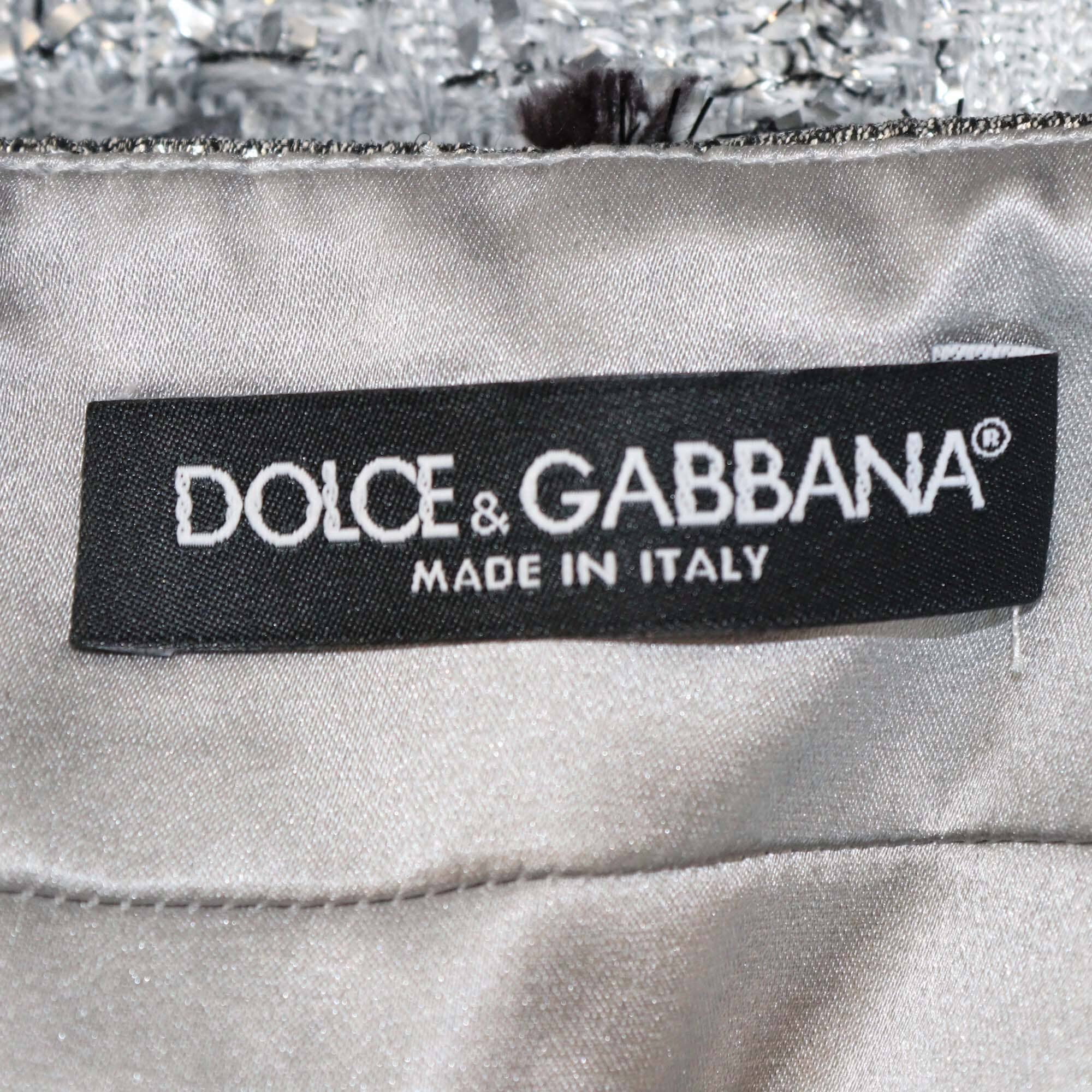 Dolce & Gabbana Metallic Grey Tweed Mini Skirt Womens Dolce & Gabbana 
