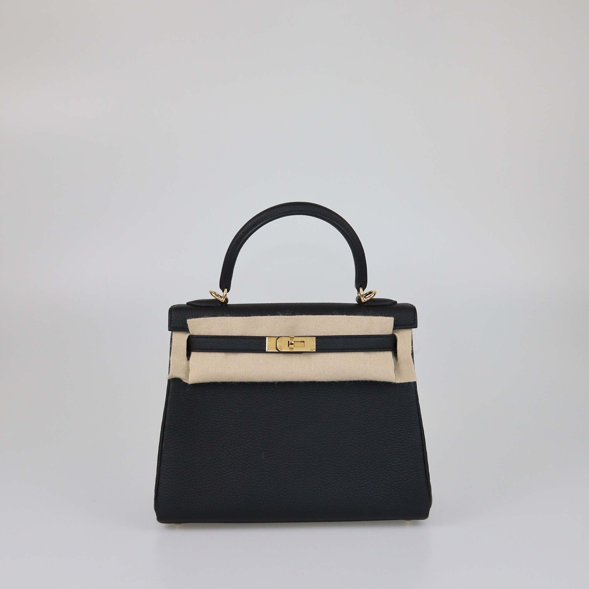 Hermes Black Togo Gold Hardware Kelly Retourne 25 Bag Womens Hermes 