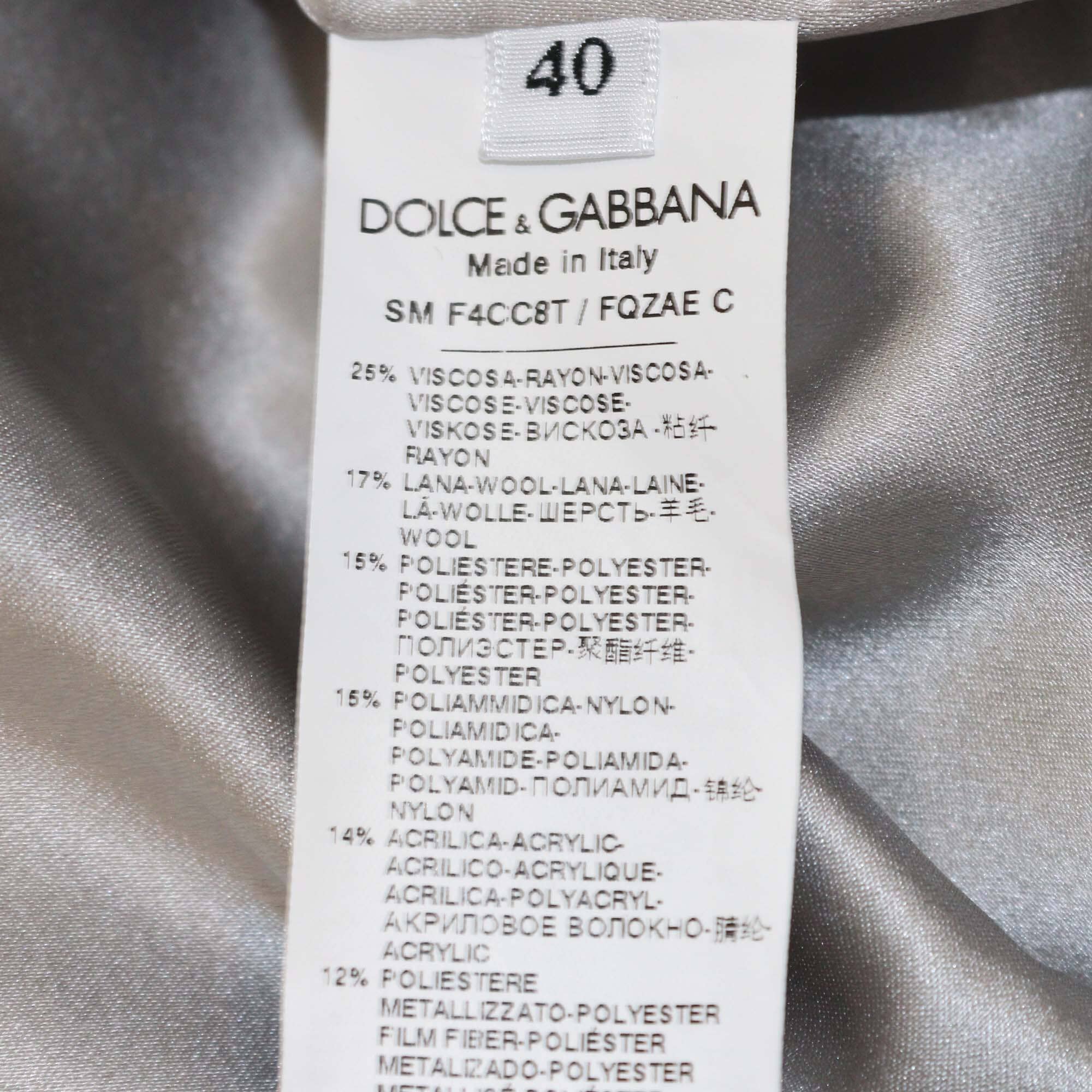 Dolce & Gabbana Metallic Grey Tweed Mini Skirt Womens Dolce & Gabbana 