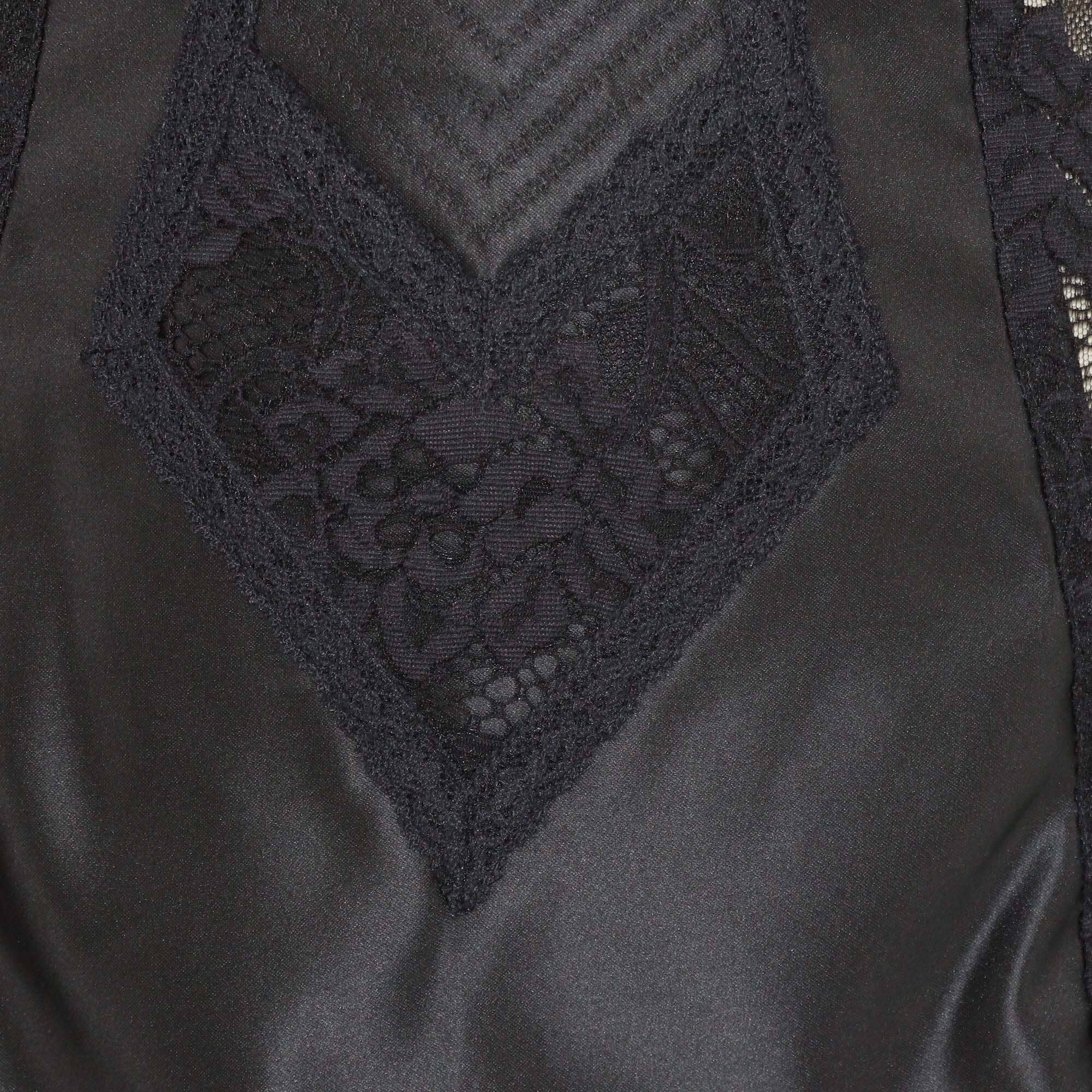 Dolce & Gabbana Black Nylon Blended Lace Detail Crop Top & Midi Skirt Set Womens Dolce & Gabbana 