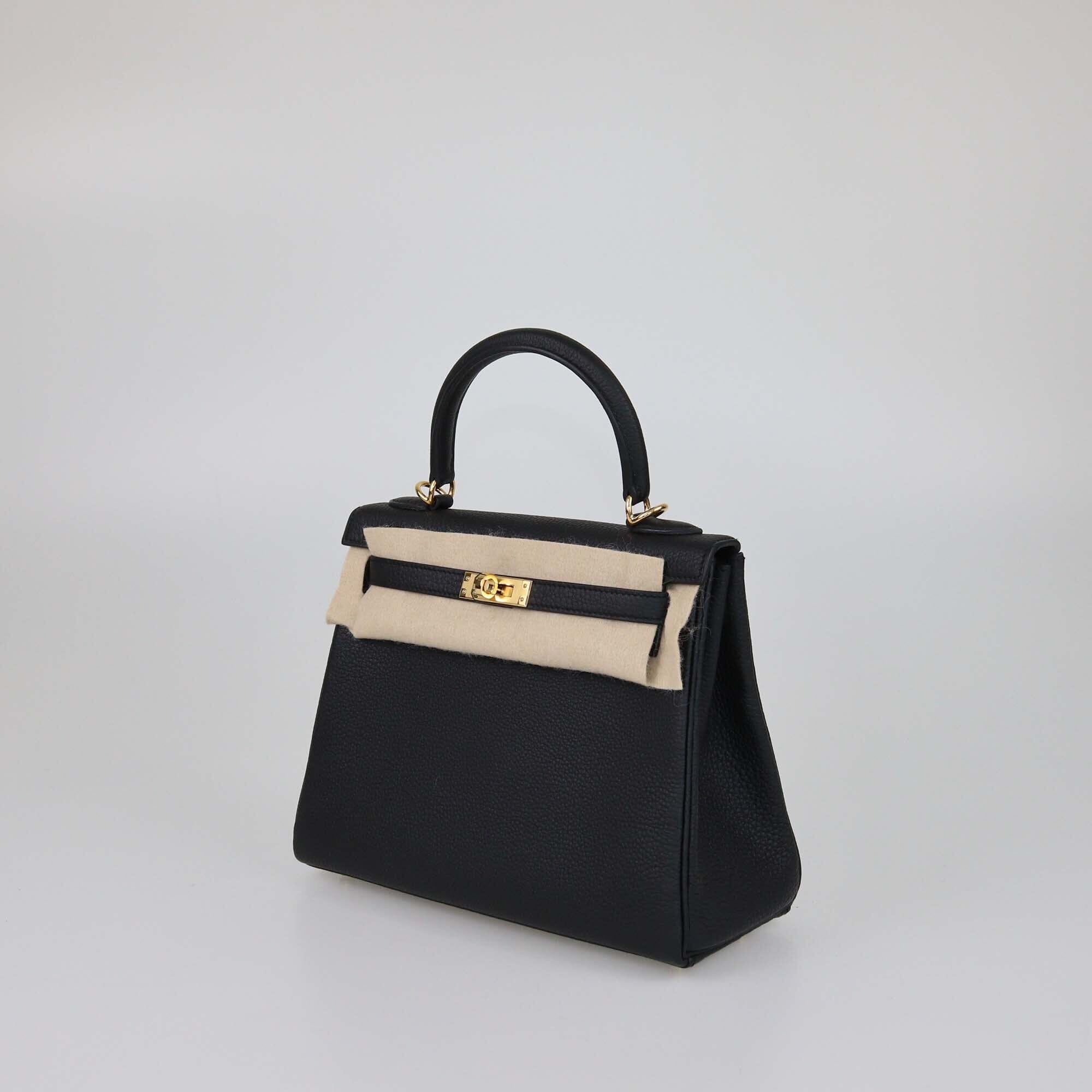 Hermes Black Togo Gold Hardware Kelly Retourne 25 Bag Womens Hermes 