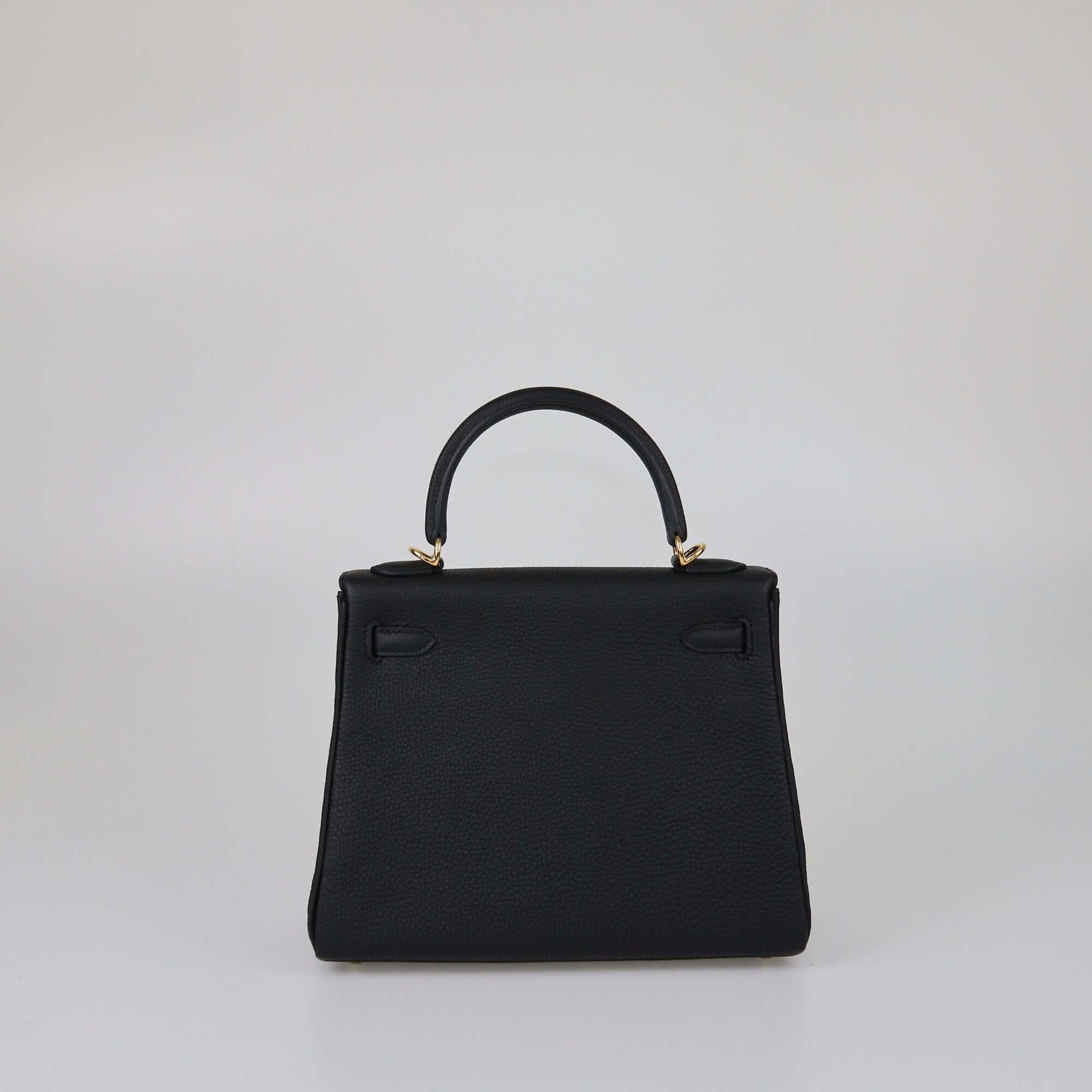 Hermes Black Togo Gold Hardware Kelly Retourne 25 Bag Womens Hermes 