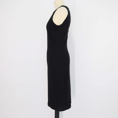 Chanel Black Blend Viscose Textured Tweed Trim Sleeveless Midi Dress