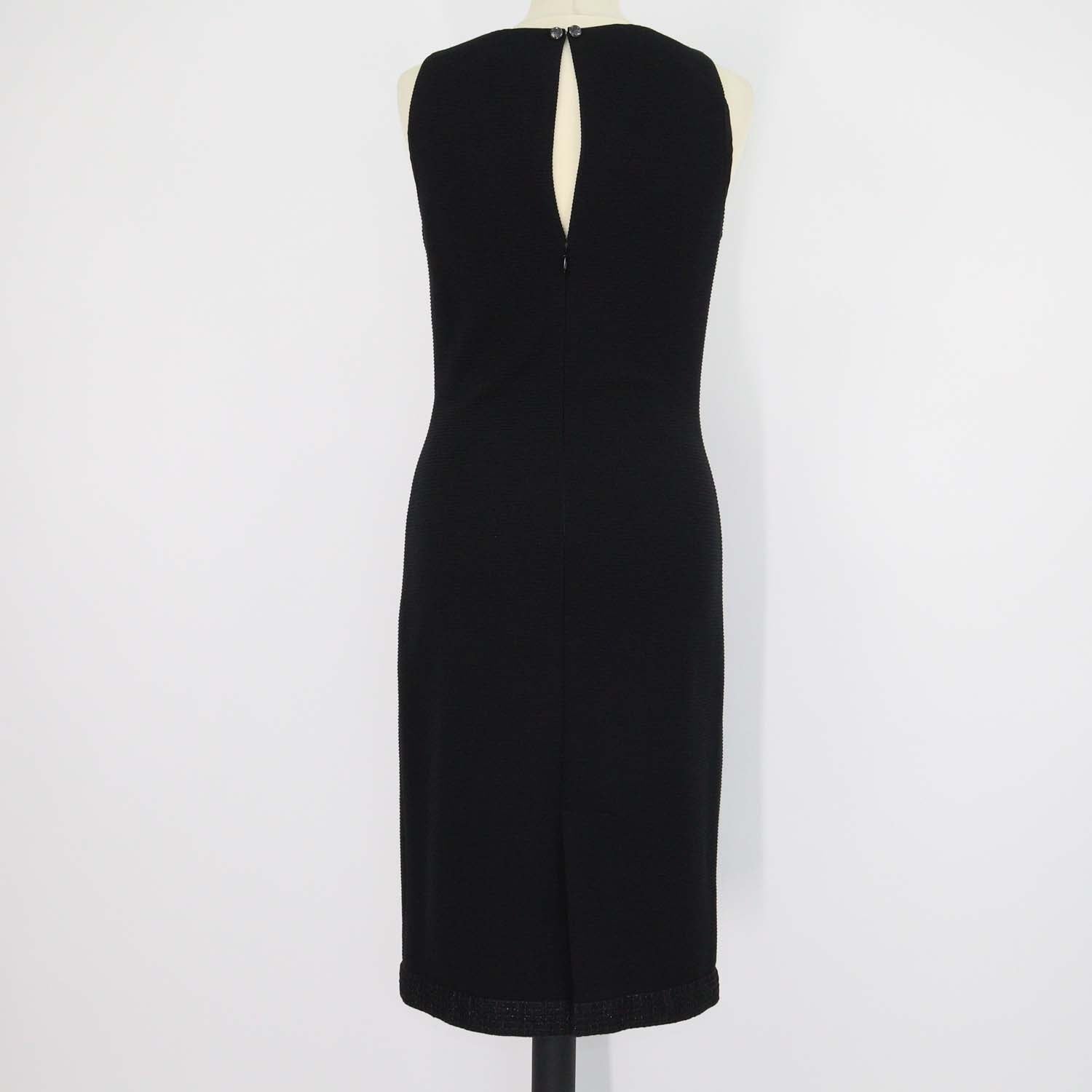 Chanel Black Blend Viscose Textured Tweed Trim Sleeveless Midi Dress