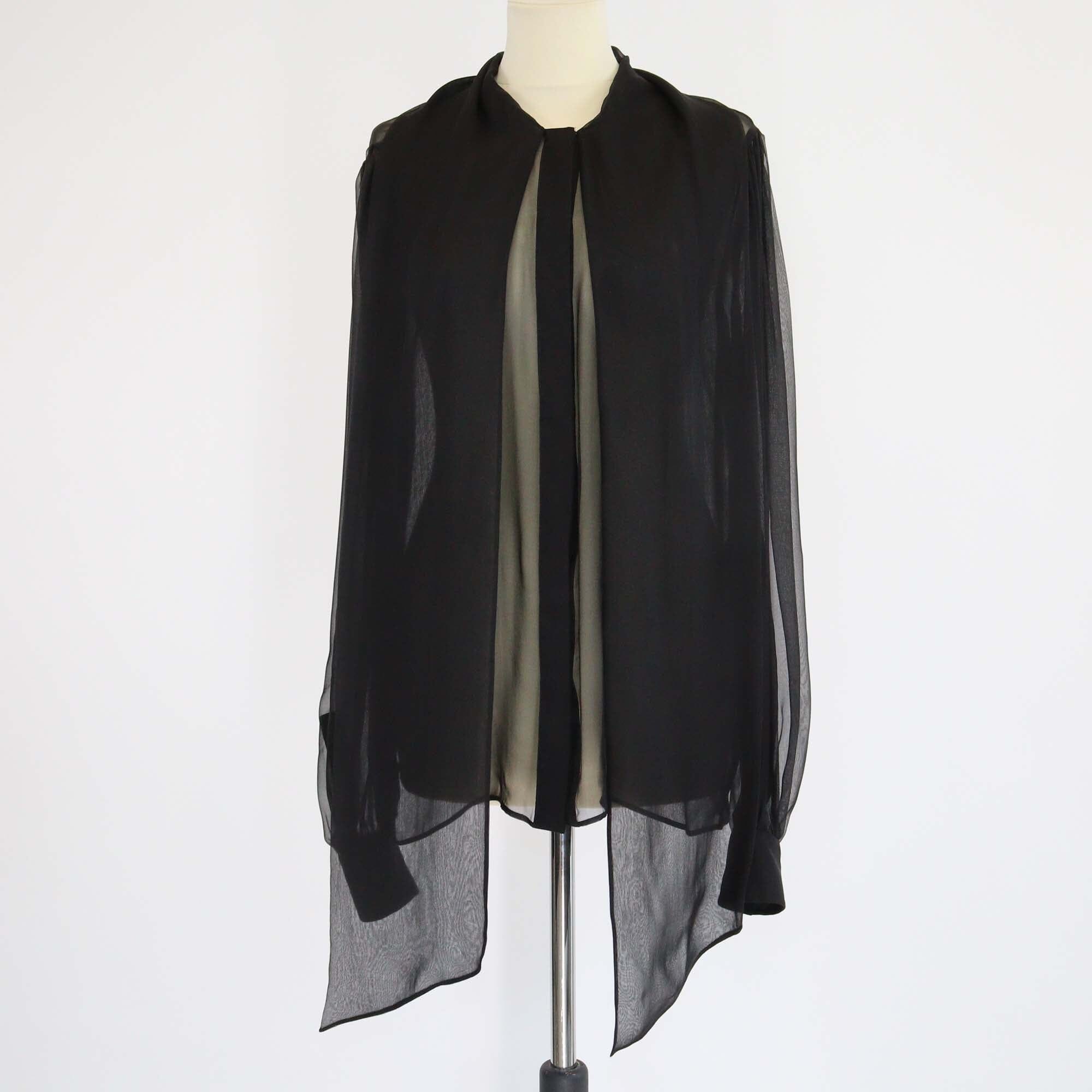 Saint Laurent Black Silk Sheer Long Sleeve Blouse Womens Saint Laurent 