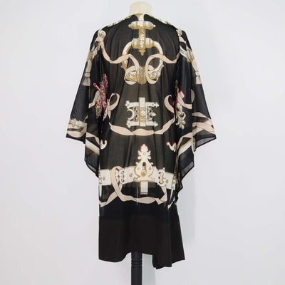 Hermes Black/Multicolor Cotton Ferronnerie Remix Beach Kaftan Dress