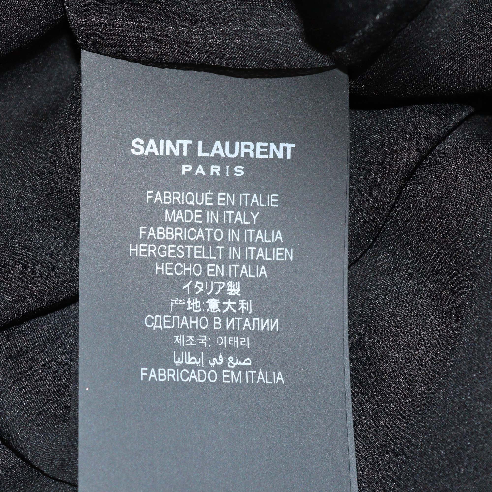 Saint Laurent Black Silk Sheer Long Sleeve Blouse Womens Saint Laurent 