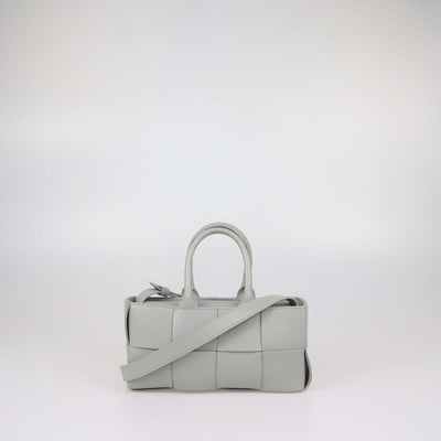 Bottega Veneta Grey Intreccio Leather Mini East/West Arco Tote